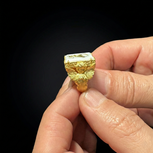 Antik Bilgelik: Baykuş ve Melek Mühür Yüzük